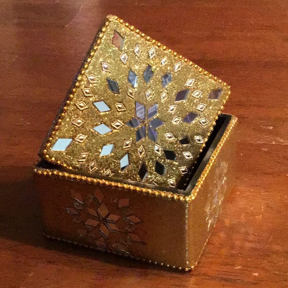 Gold Glitter & Mirror Trinket Box